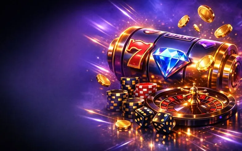 VibroBet Casino home banner with purple theme